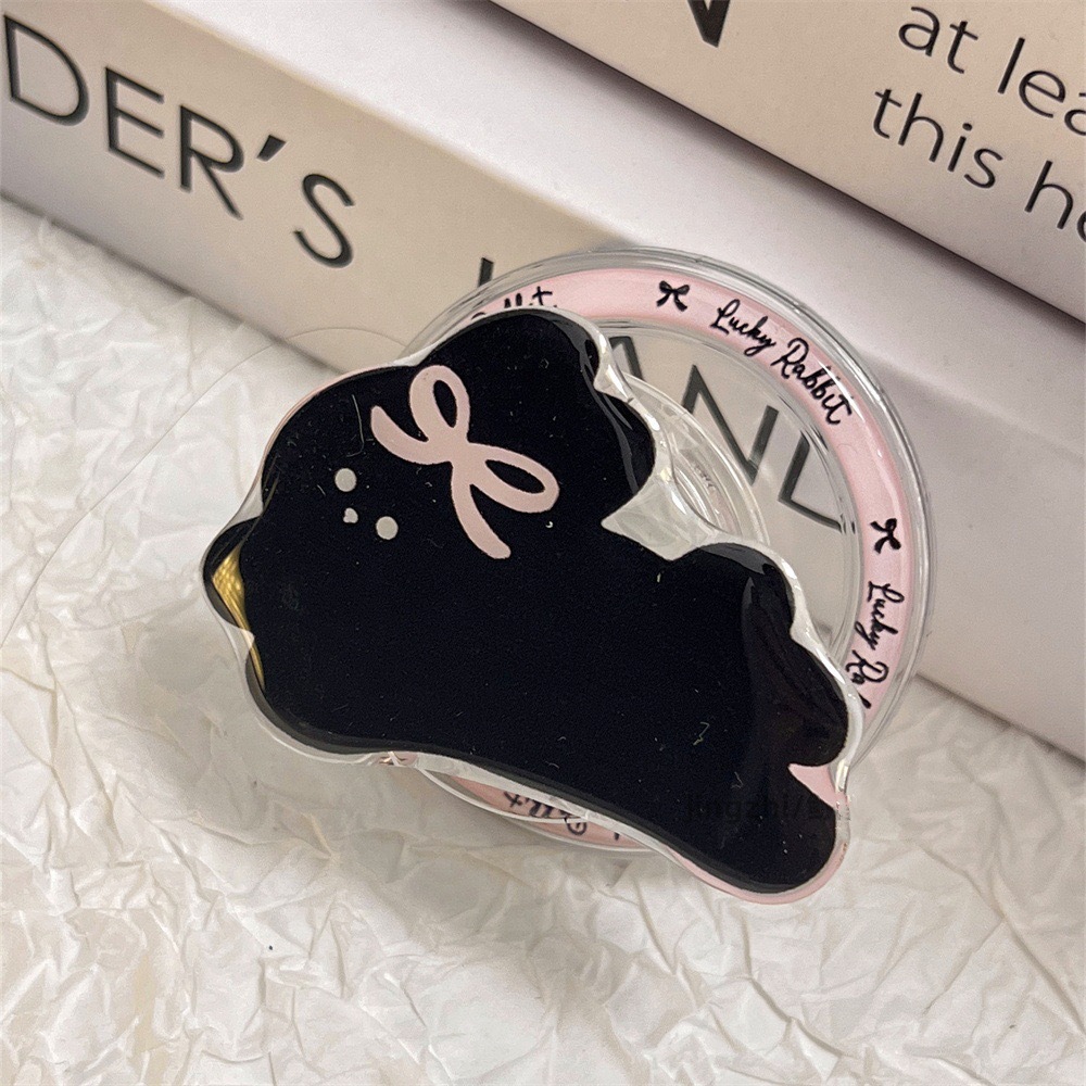 Pink bow black rabbit magnetic stand