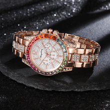 跨境满天星镶钻钢带手表女彩色水钻时尚女表商务时装装饰手表批发