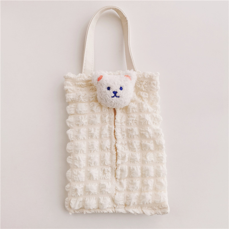Korean-style cute bear tissue box cover for car seat backs, suitable for babies and children