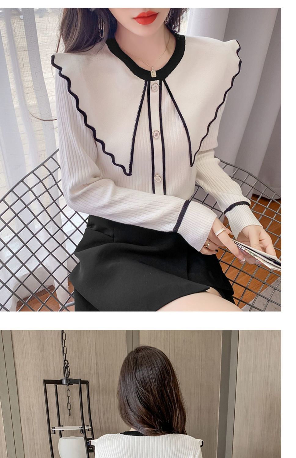 Sweet Lotus Leaf Collar Sweater Style 6