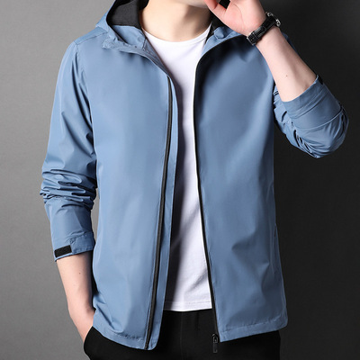 拉链连帽夹克外套男装2022秋冬新款简约运动户外冲锋衣夹克男外套|ru