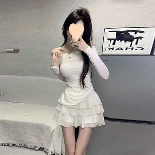 Pure Desire Sweet and Spicy Skirt Women's Slimming and Slimming White Skirt Hot Girl High Waist Cake Skirt with Ruffles