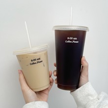 2025新款夏日咖啡杯塑料吸管杯大容量随手杯可循环使用塑料杯水杯