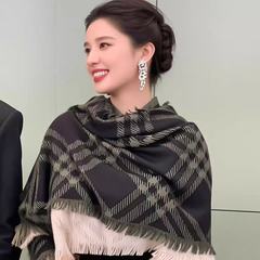 张婧仪同款秋冬围巾新款英伦格子欧美小香风时尚休闲披肩女外搭