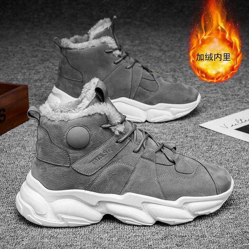 Otoño y invierno calentadores zapatos de alta altura para hombres zapatos de algodón de suela gruesa zapatos deportivos casuales para hombres zapatos de correr de algodón ligeros para hombres