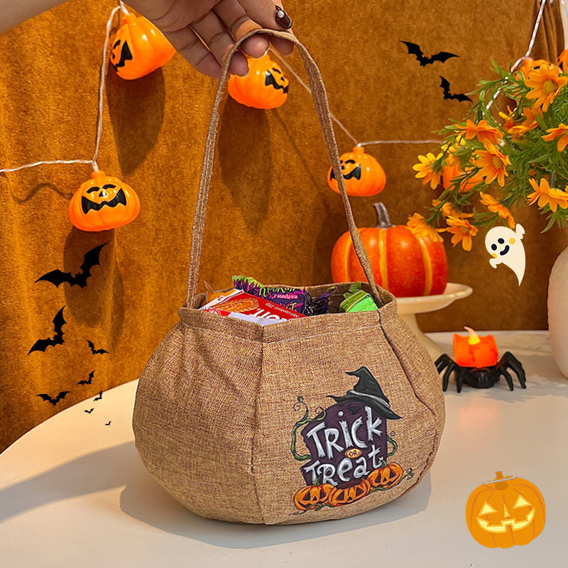 Bolsa de dulces de Halloween portátil bolsas de calabaza tridimensionales para niños regalos props de fiesta de fantasmas brujas transfronterizas props de fiesta de fantasmas
