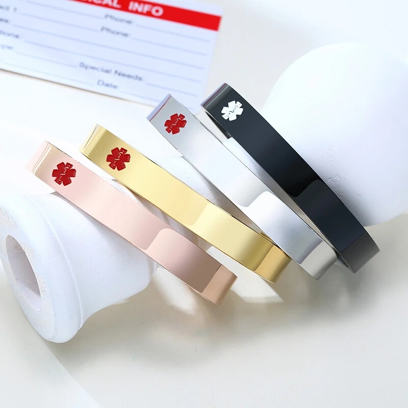 Amazon's Most Popular Titanium Steel Bracelet Stainless Steel C-Shaped Medical Alert Logo Bracelet Open Bracelet Trendyy Bracelet