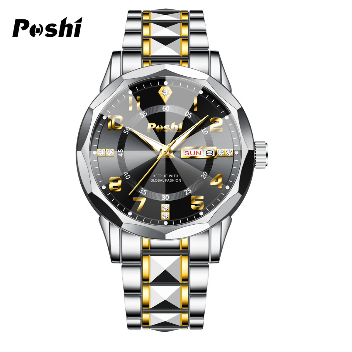 Douyin Live Explosiva Reloj para hombre Impermeable Luminoso Calendario dual Business Gold Watch Reloj de cuarzo para hombre