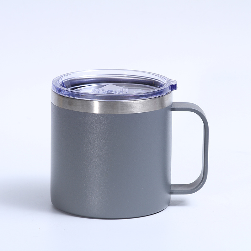 Nueva taza creativa de acero inoxidable de 12oz taza de café de doble capa con mango de oficina de negocios del hogar taza de vacío