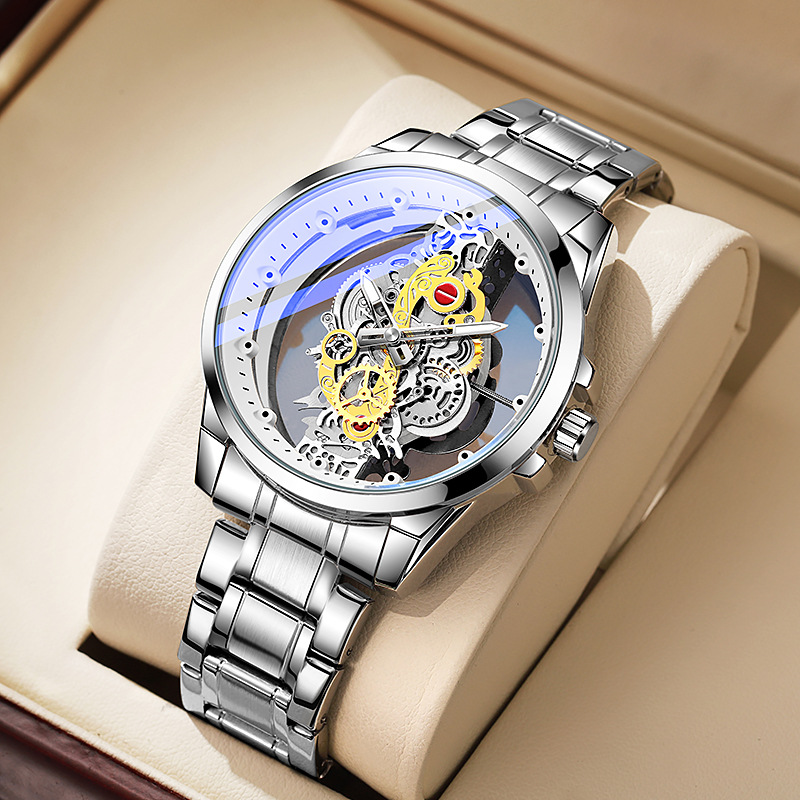 Transmisión en vivo de celebridades de Internet Venta caliente Cinturón luminoso hueco Reloj de cuarzo para mujer Reloj de alto valor Protección del medio ambiente