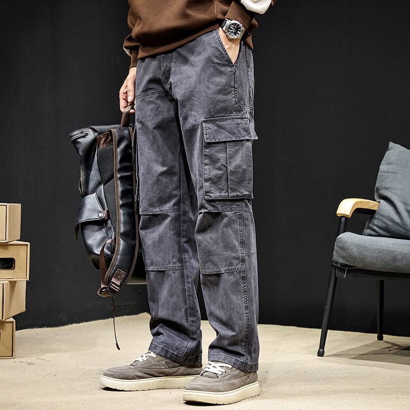 Casual Cargo Pants for Men Spring & Fall 2025 New Straight Pants Men's Multi-Pocket Pants Large Size Trendy Brand American Men's Pants Casual Cargo Pants for Men Spring & Fall 2025 New Straight Pants Men's Multi-Pocket Pants Large Size Trendy Brand American Men's Pants