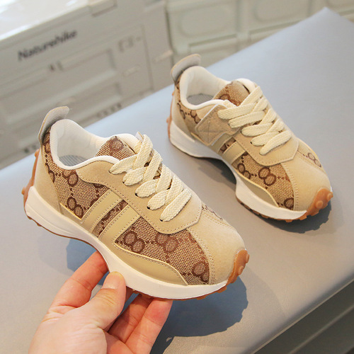 Children's sports shoes 2024 Spring New Thick Sole Dad Shoes Boy Color Matching Small Waist AGON Kids Shoes