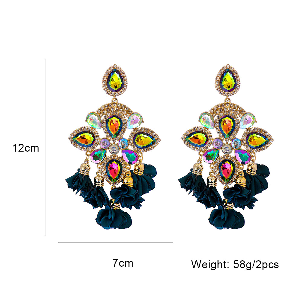 New Bohemian Color Diamond Flower Female Earrings Personality Accessories Wholesale display picture 1