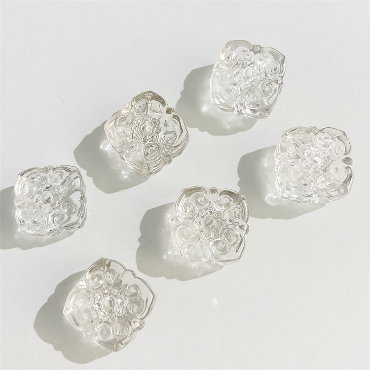 天然白水晶四喜福牌 diy饰品配件 纳福百搭串饰手工编绳散珠配件|undefined