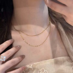 日本と韓国のニッチなシンプルなスネークボーンチェーンスパイラルブレードチェーン二層ネックレス甘くてクールなスタイル多用途女の子鎖骨チェーン