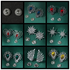 Elegant Men's Collar Fashion with Diamond Studs, Bestselling Clothing Collar Decor, Waterdrop shaped Pin