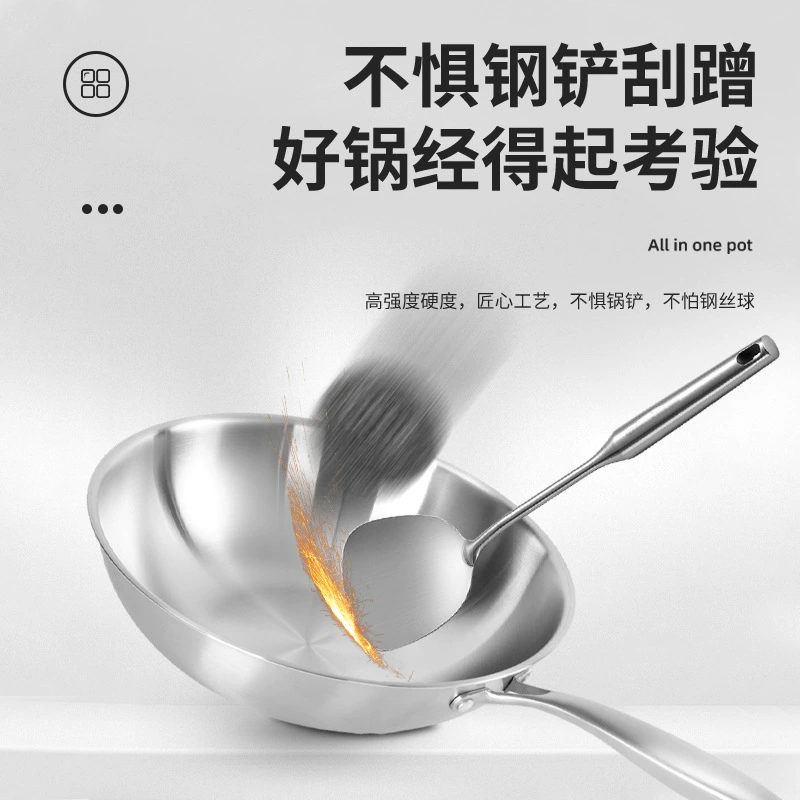 Стеновая Shengmei'er нержавеющая сталь без покрытия вок для индукционных и газовых плит, сковорода для жарки, 30–36 см, с крышкой