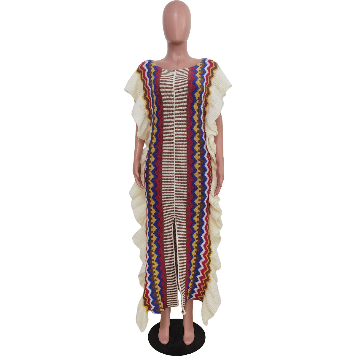 1050g Weight Maxi Long Dress Dress Length Type Sleeveless Sleeve Length Sweater Dress Dresses Type Polyester Fabric Type High Waist Waist Line Daily, Street Occasion Round Neck Neckline Loose Fit Type Geometric Pattern Autumn Season Women's Gender Casual Style Wholesale Women's Casual Geometric Daily Street Round Neck Sleeveless Sweater Dress 18