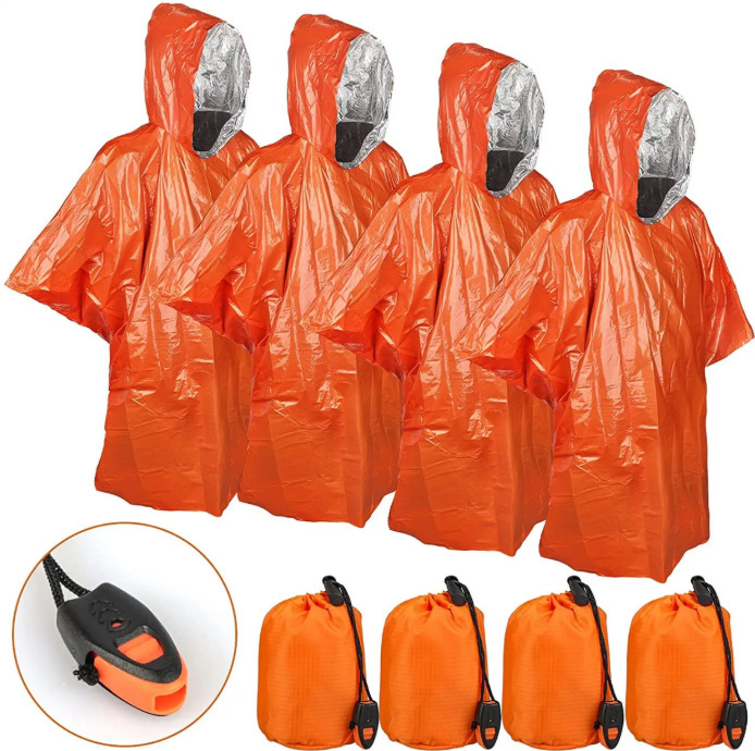 Emergency Waterproof, Thermal Insulation, Wear-Resistant, Cold-Proof, Rescue, Reflective, Camping, Hiking, Adult Poncho, Cycling Raincoat, Outdoor Poncho