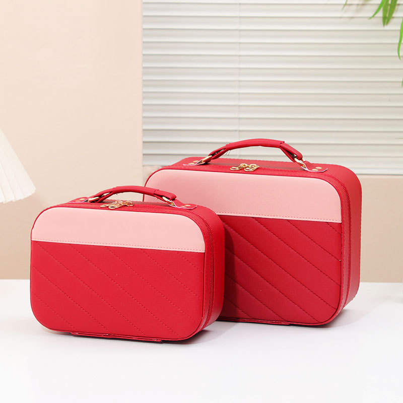Fábrica personalizada de alta apariencia ins caja cosmética bolsa de almacenamiento de cosméticos de gran capacidad PU caja portátil de cuero impermeable