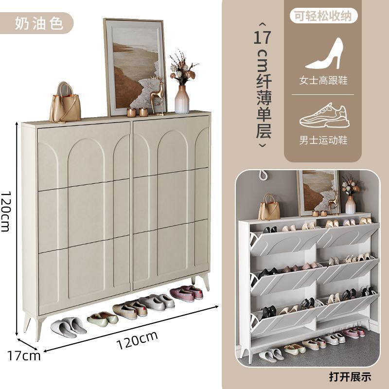 极窄鞋柜玄关柜美式家用门口楼道外入户进门翻斗鞋柜黑色门外|undefined