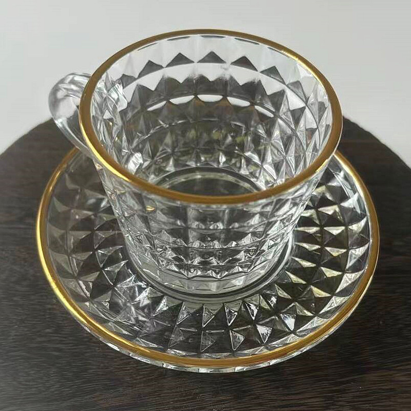 Taza de café de vidrio transparente de estilo europeo, 12 piezas, taza de té de la tarde de lujo ligero, set de regalos de actividad