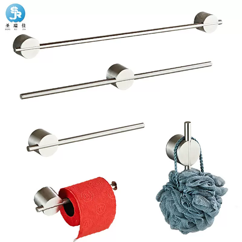 跨境304不锈钢卫生间毛巾架套装浴室五件套卫浴挂件套件毛巾杆
