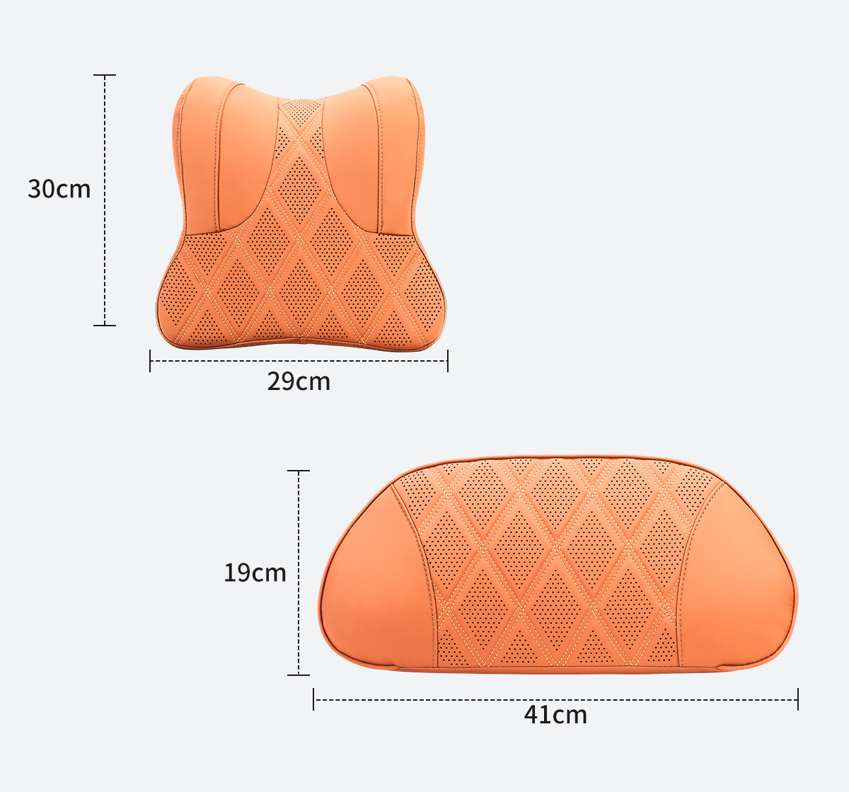 Cross-border best-selling, high-end Nappa leather headrest, neck pillow, and lumbar support set, featuring breathable perforated design for car use