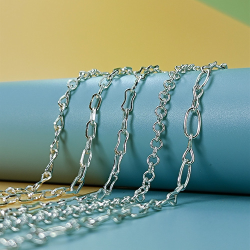 S925 Pure Silver Semi-finished Woven Chain Wholesale Square 8, Square Twist 8, Cross 10 Round Chains
