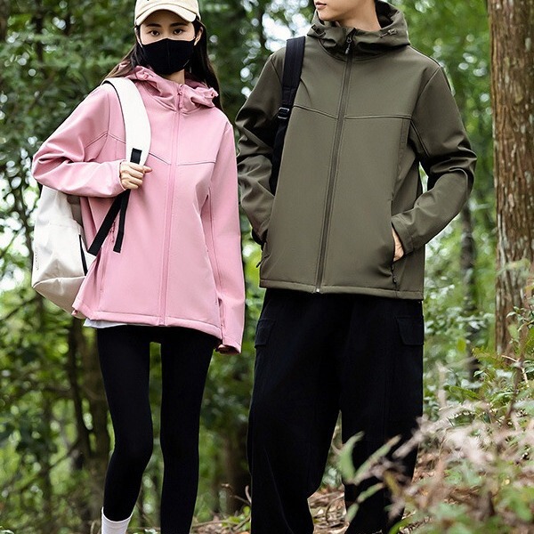 2024 Spring and Autumn New Men's Soft Shell Stretch Fashion Casual Sports Jacket Outdoor Hooded Trendy Jacket Top