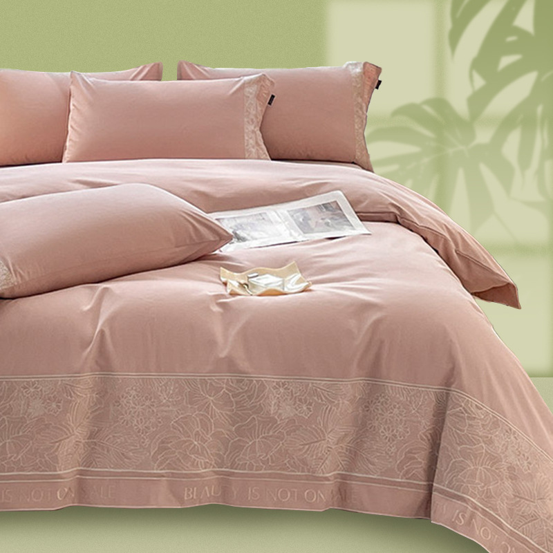 Cama cepillada de algodón de cuatro piezas de algodón puro 2024 nuevo estilo otoño e invierno engrosado, ligero, lujo, ropa de cama de alta calidad, funda de edredón