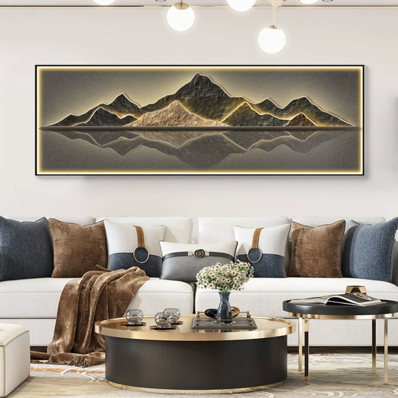 Современная хрустальная фарфоровая декоративная картина для гостиной, рамка из алюминиевого сплава, кабинет, спальня, диван, фоновая стена Jinshan 70200