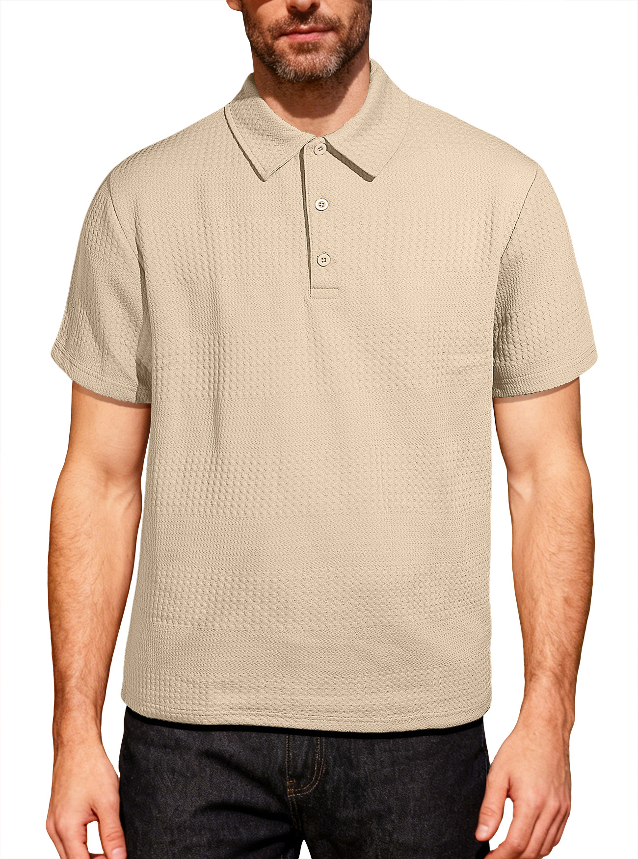 Comercio exterior transfronterizo de verano hombre polo de punto de color sólido botón de solapa camiseta de manga corta casual camiseta para hombre