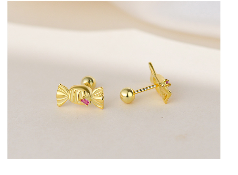 1 Paire Style Simple Des Bonbons Placage Incruster Argent Sterling Zircon Boucles D'Oreilles display picture 2