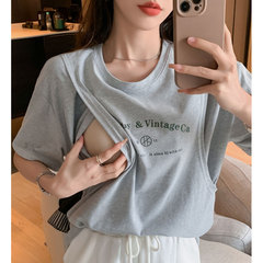 夏のお出かけ用授乳トップス、ホットママ風、産後半袖、産後授乳服、夏服、万能授乳Tシャツ
