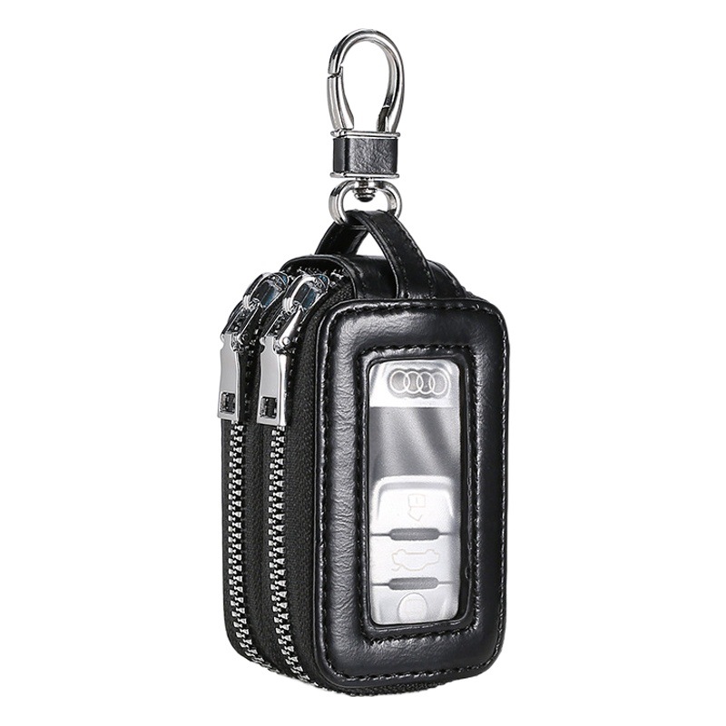 Estuche para llaves de gran capacidad para llaves de coche, llavero con cremallera, llavero para colgar en la cintura, estuche para llaves con doble cremallera, portátil para colgar en la cintura.