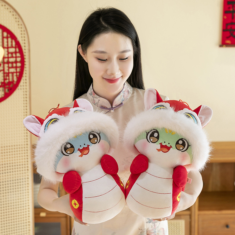 뱀 마스코트 인형 인형 조디악 귀여운 보물 뱀 봉제 장난감 헝겊 인형 새해 선물 도매