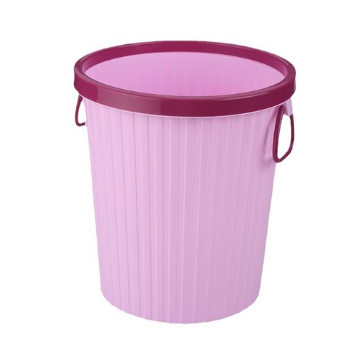 Home Simple Trash Can, Household No-Lid Pressure Ring Paper Basket, Large Kitchen Bathroom Living Room Striped Waste Bin