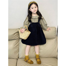 女童背带裙套装2024儿童格子衬衣新款洋气秋季森系衬衫宝宝两件套