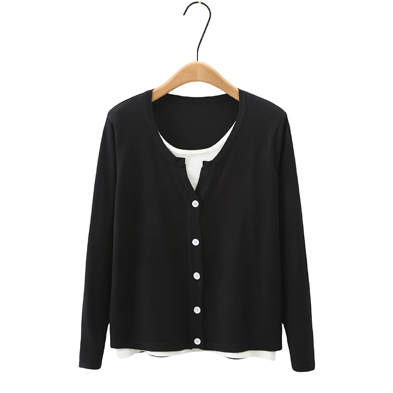 Autumn universal set, long-sleeve, knitted sweater, large size  (7), oversize