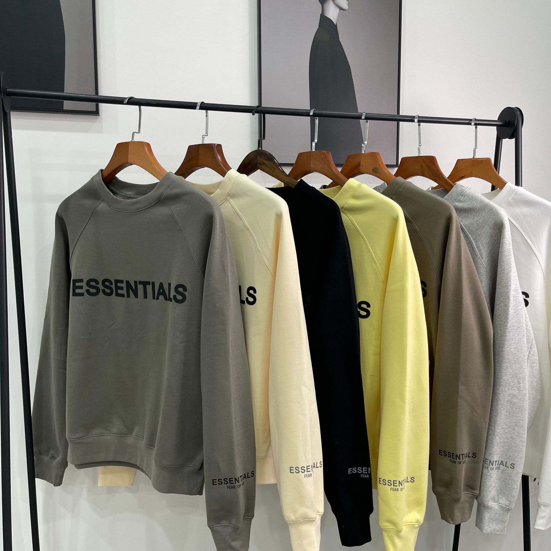 FEAR OF GOD FOG multi-thread ESSENTIALS Sudadera holgada americana con cuello redondo y forro polar, versátil para primavera para hombre