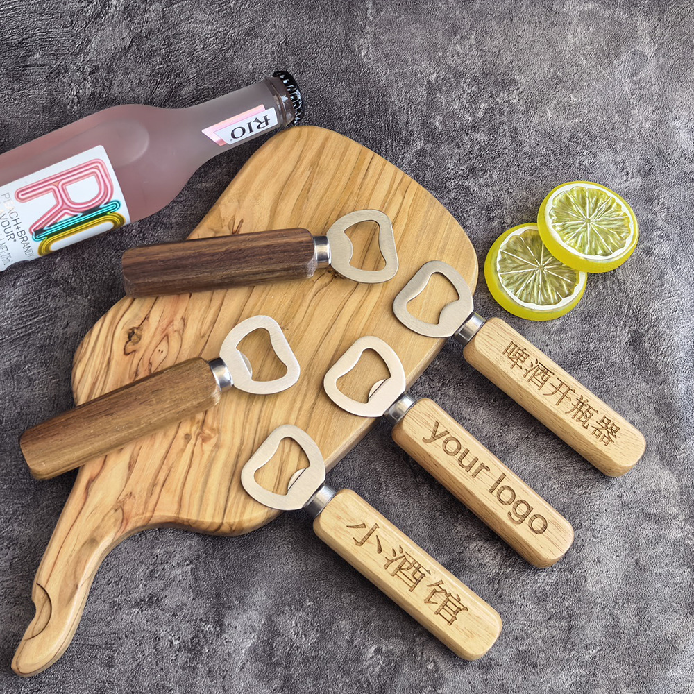 Amazon transfronteriza abre botellas de cerveza de madera maciza de acero inoxidable magnetizado abre botellas de apretol de botellas Gadget de cocina