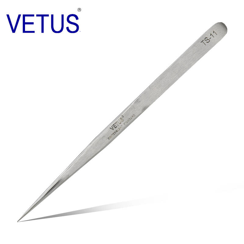 Anti-falsificación de productos genuinos VETUS TS Series anti-magnético anti-ácido y pinzas de acero inoxidable de álcali traje Nido de Pájaro recogiendo el pelo recto puntiagudo