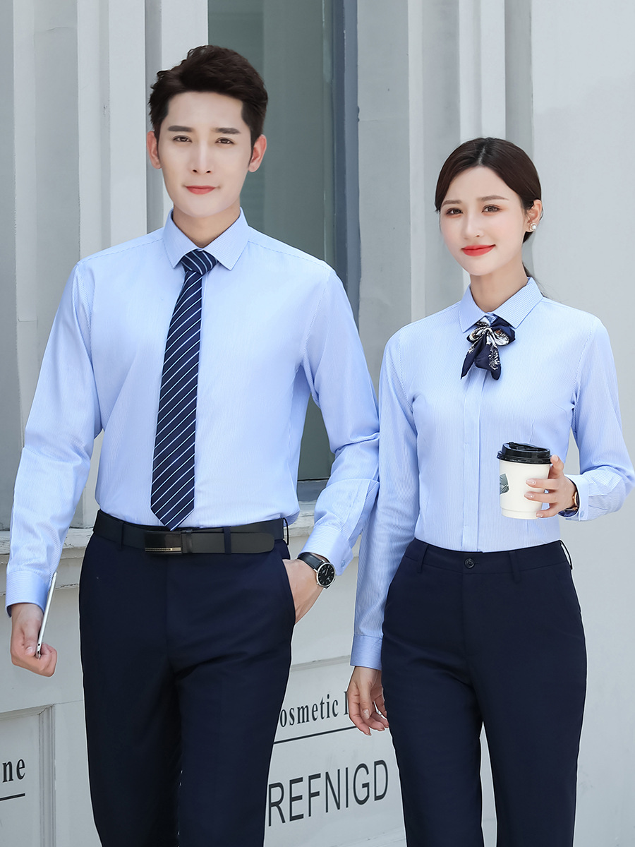 Camisa de lujo ligera de alto nivel de hombre de verano de algodón banco de cuello blanco vestido formal profesional camisa a rayas de manga larga personalizada