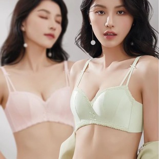 8076 seamless satin mid-thin Cup underwear sweet pure wind push up upper support comfortable breathable seamless wireless