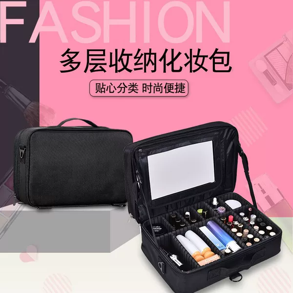 Cross-Border Manufacturer's Large-Capacity Makeup Bag, Portable Cosmetic Storage Box for Makeup Artists, Nail Art and Makeup Storage