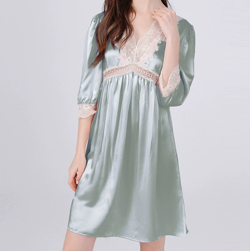 Шелковая пижама, платье большого размера, slim fit