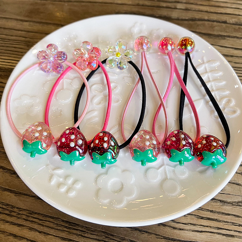 Strawberry Pattern Cute Kid'S Strawberry Arylic Hair Tie