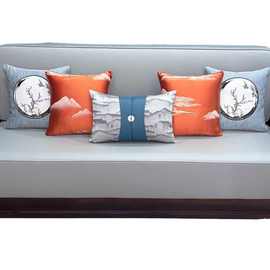 新中式沙发抱枕简约轻奢中国风提花绣花靠垫红木实木配套客厅软装