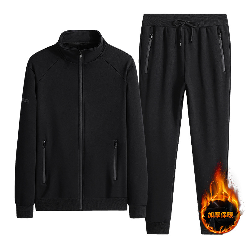Algodón transfronterizo ocio calentamiento conjunto hombre de mediana edad otoño y invierno acolchado sudadera con capuzas grandes
